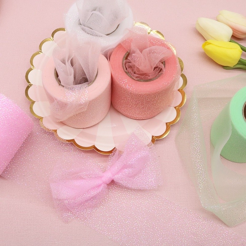 Ribbon Organza Roll - 6CM 25Yards Crystal Sequin Ribbons Organza