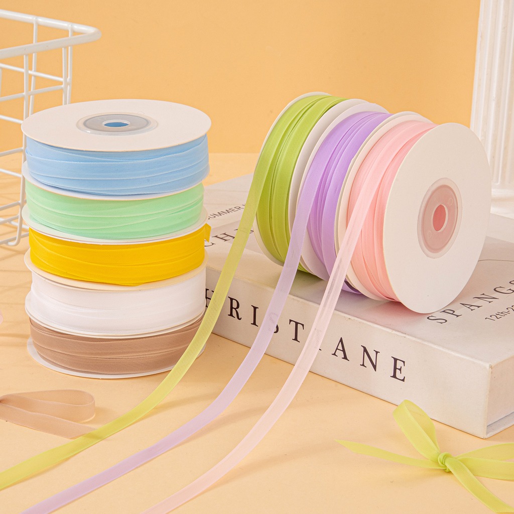 Ribbon Organza Roll - 25Yards/Roll 6mm Double-sided Milk Sheer Organza