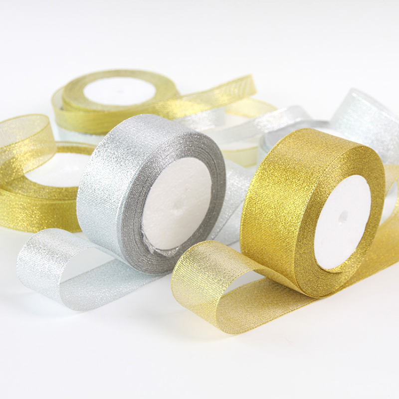 Ribbon Organza Roll - Gold/Silver Organza Onion Ribbon 25 Yards/roll