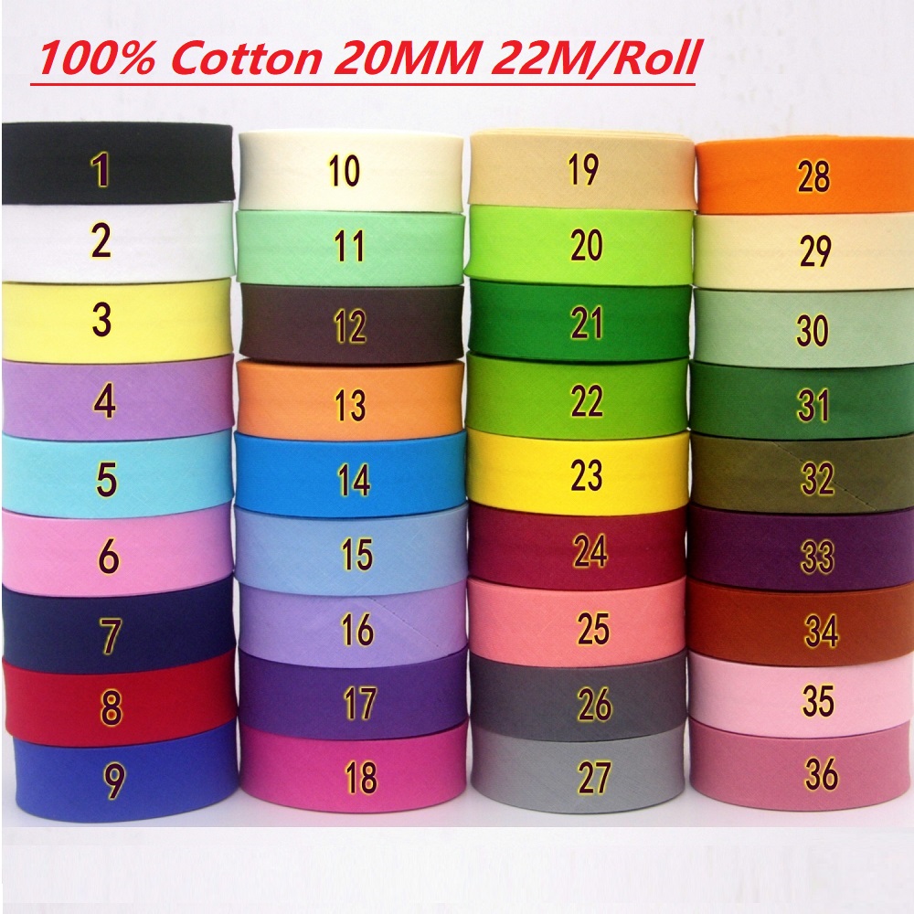 Ribbon Organza Roll - 22m/Roll 100% Cotton Bias Tape, 20mm