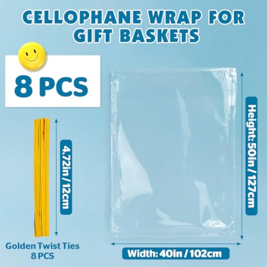 8 Pcs Large Cellophane Bags, 4 - огляд і ціна Cellophane Wrap Clear