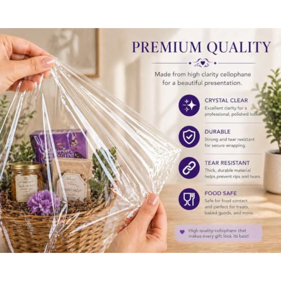 Cellophane Bags for Gift Baske - огляд і ціна Cellophane Wrap Clear