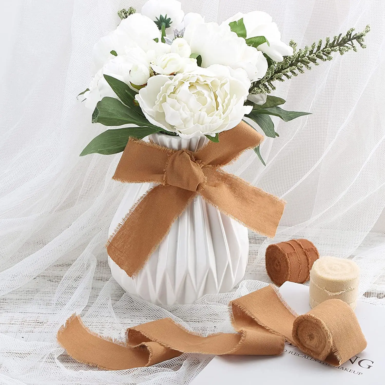 5m/Roll Frayed Silk Ribbon Edg - огляд і ціна Ribbon Organza Roll